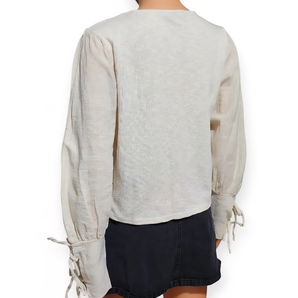 Zara Cream Blouse with Tie Sleeves - Picture 2 of 7